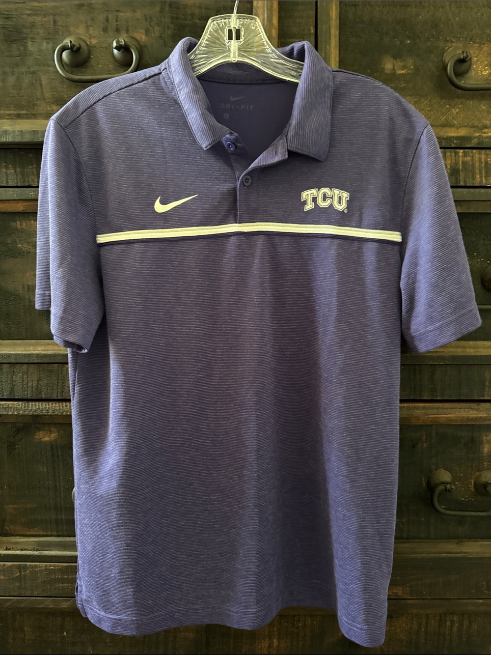 Nike Purple TCU Dri-FIT Polo with White Stripe